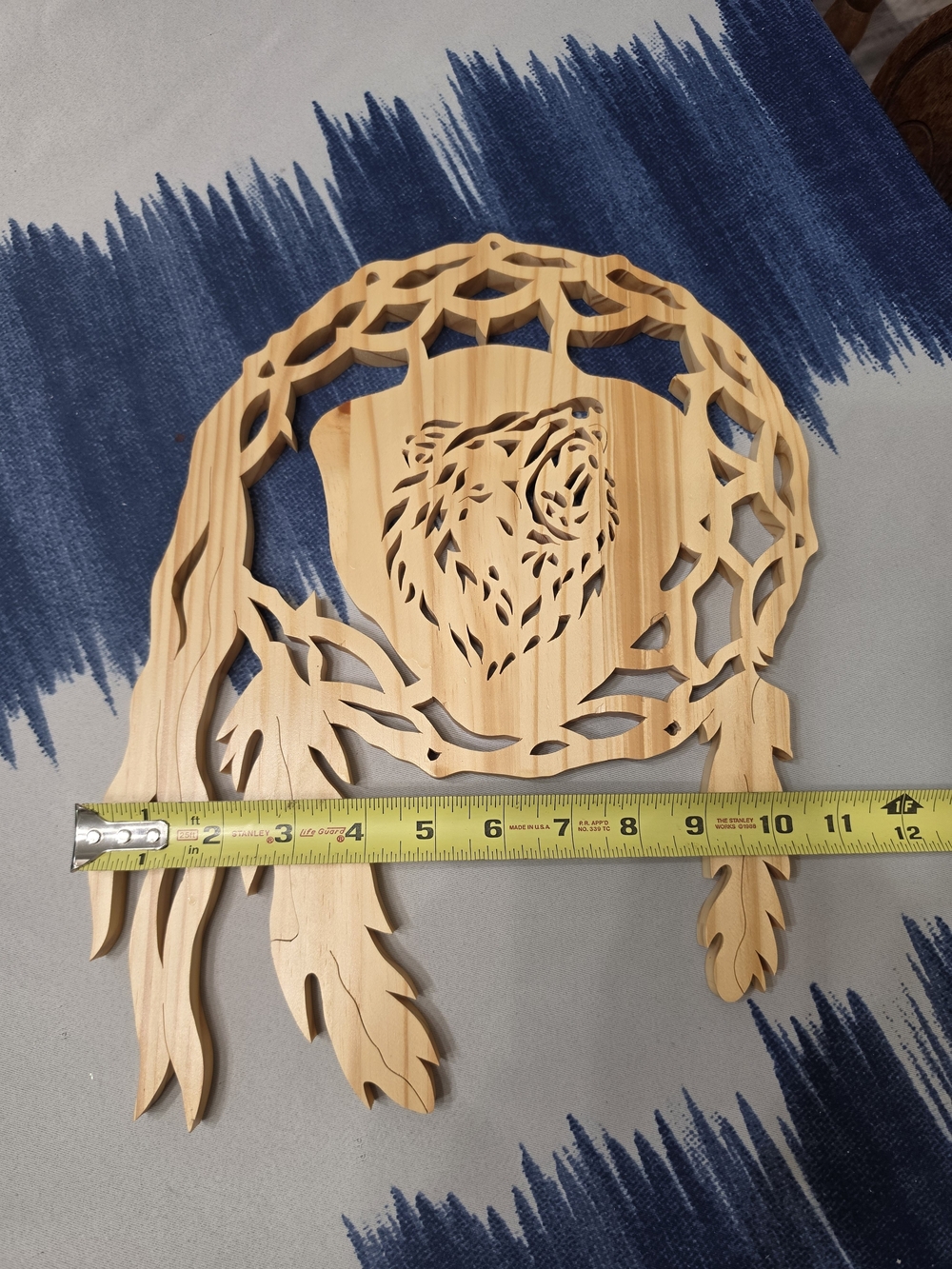 Scroll-saw Cut Wooden Bear Dreamcatcher W/ Feathers Wall Hanging Cutout Decor - Picture 4 of 9